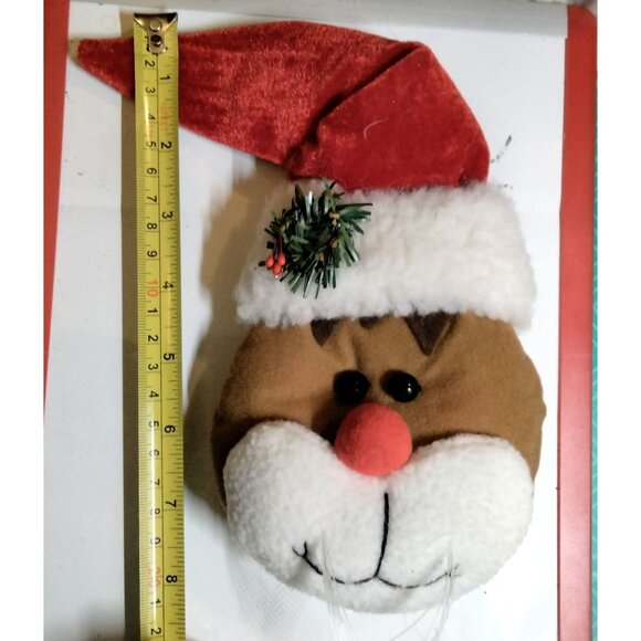 Christmas Cat Plush Applique Santa Hat Craft - Picture 3 of 6